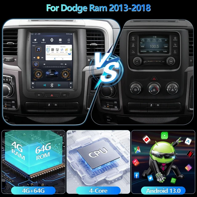 Alt view image 3 of 5 - 9.7-Inch Android 13 Car Stereo with WiFi GPS Navigation, 4 Core Radio Player, Touch Screen Audio System for Dodge RAM 2013-2018, Backup Camera, 2GB RAM 32GB Storage (A 2+32)