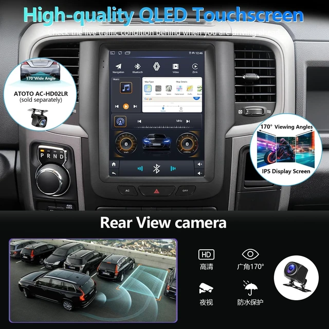 Alt view image 4 of 5 - 9.7-Inch Android 13 Car Stereo with WiFi GPS Navigation, 4 Core Radio Player, Touch Screen Audio System for Dodge RAM 2013-2018, Backup Camera, 2GB RAM 32GB Storage (A 2+32)
