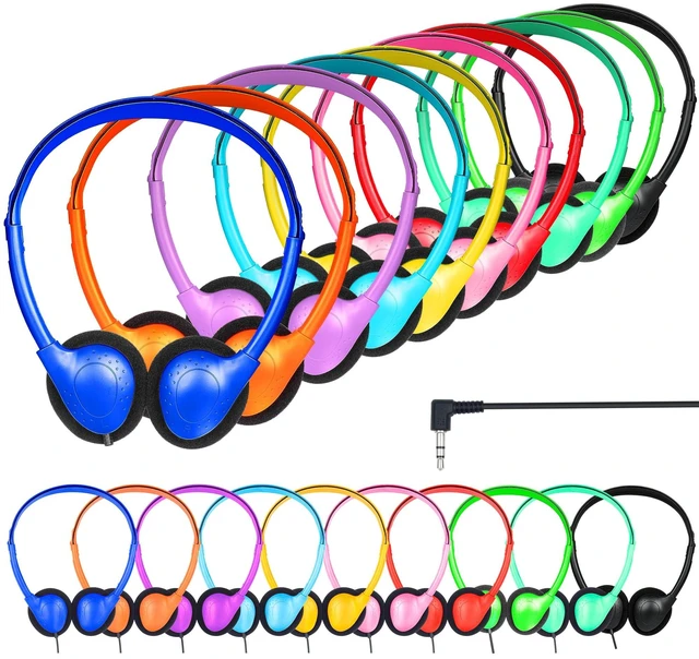 Main image of OYSLKJ Bulk Headphones for Classroom 20 Pack, Wired 3.5mm Plug Multi Color