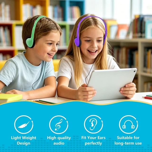 Alt view image 2 of 5 - OYSLKJ Bulk Headphones for Classroom 20 Pack, Wired 3.5mm Plug Multi Color