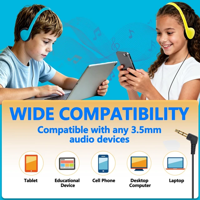 Alt view image 3 of 5 - OYSLKJ Bulk Headphones for Classroom 20 Pack, Wired 3.5mm Plug Multi Color