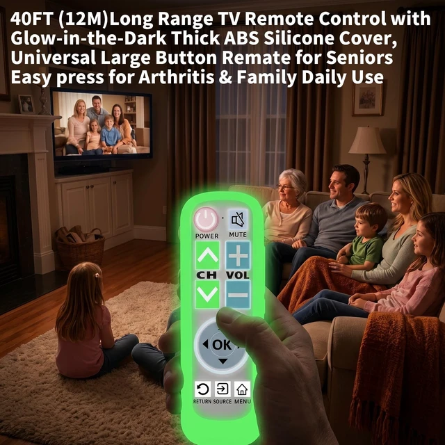 Alt view image 3 of 5 - HIQAQWUA Backlit Big Button Remote for Vizio TVwith White Silicone Cover