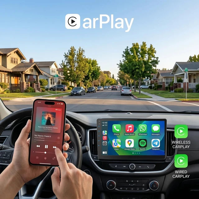 Alt view image 3 of 5 - Apinowin 10 Inch Android Car Stereo Double Din with Wireless CarPlay, 360 Panoramic Surround View System, HD Touchscreen Vehicle GPS Navigation, 4G+64G Car Android Radio with 360 Camera, Double