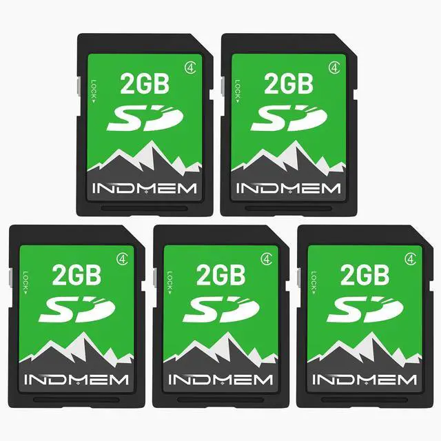 Main image of INDMEM 2GB SD Card,5 Packs 2GB Class 4 Flash Memory Card 2G SLC Standard Secure Digital Cards for Old Digital Camera and Trail Camera