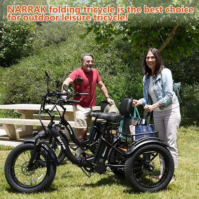 Alt view image 6 of 7 - Narrak Folding Electric Tricycle (Color: Black)