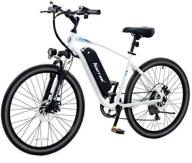 Main image of Narrak Electric Mountain Bike for Adults 26" Step-Over Commuting Ebike for Men Women with Peak Power 540W, 374WH Removable Battery, LCD Display, 7 Gears & Front Shock Absorber (Step Over - White)