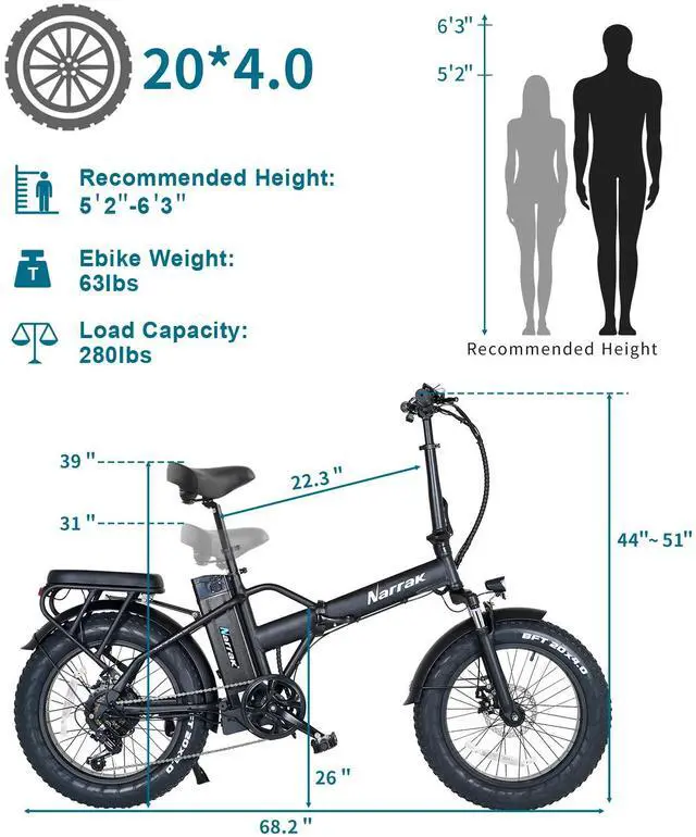 Alt view image 6 of 6 - Fat Tire Folding Electric Bike, 48V & 624Wh Lithium Removable Battery, Peak 1100W Brushless Motor, Max Speed 28Mph, M5 Large LCD Display, Suspension, Step-Over/Thru Frame Step-over Black