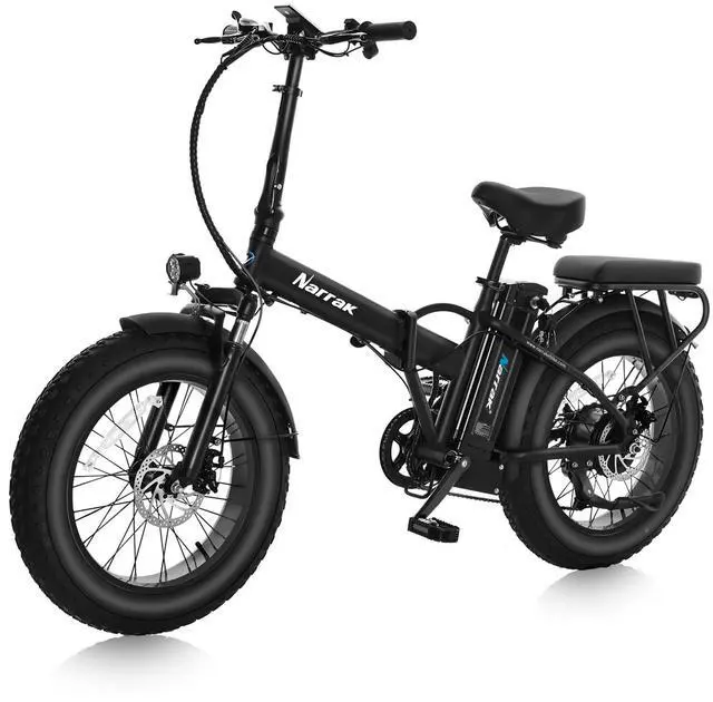 Main image of Fat Tire Folding Electric Bike, 48V & 624Wh Lithium Removable Battery, Peak 1100W Brushless Motor, Max Speed 28Mph, M5 Large LCD Display, Suspension, Step-Over/Thru Frame Step-over Black