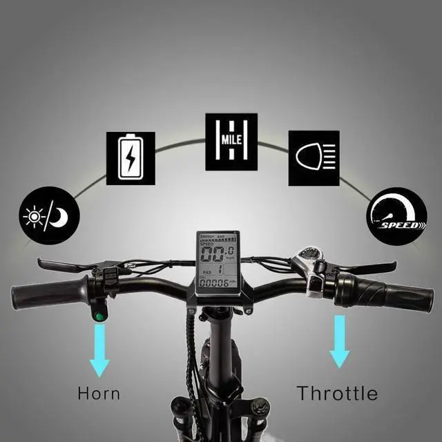 Alt view image 5 of 6 - Fat Tire Folding Electric Bike, 48V & 624Wh Lithium Removable Battery, Peak 1100W Brushless Motor, Max Speed 28Mph, M5 Large LCD Display, Suspension, Step-Over/Thru Frame Step-thru Red