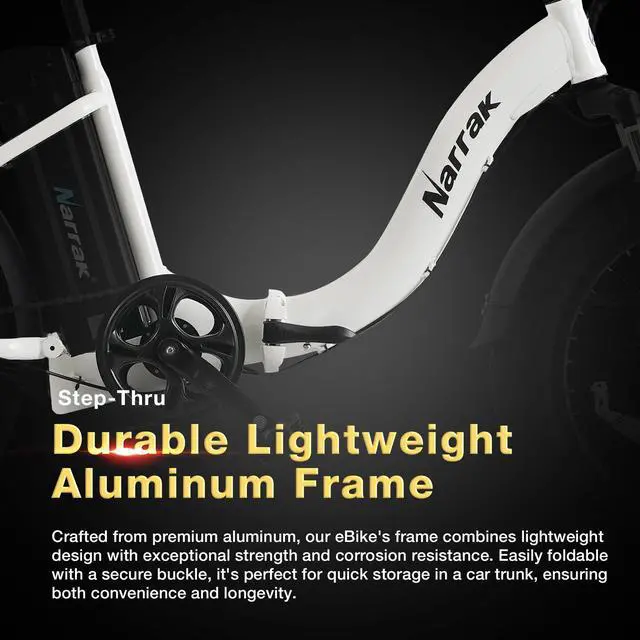 Alt view image 4 of 6 - Fat Tire Folding Electric Bike, 48V & 624Wh Lithium Removable Battery, Peak 1100W Brushless Motor, Max Speed 28Mph, M5 Large LCD Display, Suspension, Step-Over/Thru Frame Step-thru White