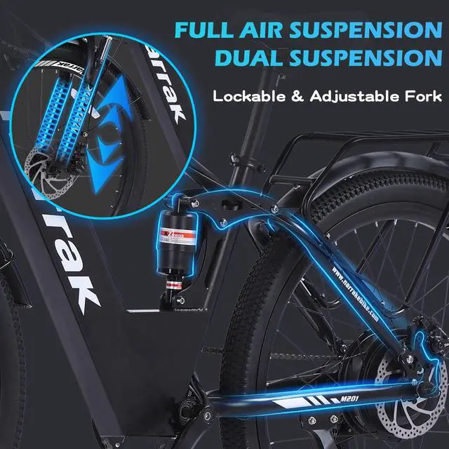 Alt view image 2 of 7 - Electric Mountain Bike for Adults 26" Step-Over/Thru Commuter Ebike for Men Women, 1100W Peak Motor, 500Wh Removable Battery, LCD Display, 7-Speed, Front Suspension