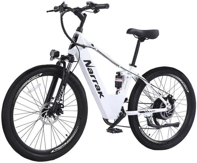 Main image of Electric Mountain Bike for Adults 26" Step-Over/Thru Commuter Ebike for Men Women, 1100W Peak Motor, 500Wh Removable Battery, LCD Display, 7-Speed, Front Suspension Step-Over White