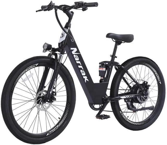 Main image of Electric Mountain Bike for Adults 26" Step-Over/Thru Commuter Ebike for Men Women, 1100W Peak Motor, 500Wh Removable Battery, LCD Display, 7-Speed, Front Suspension Step-thru Black