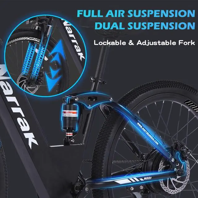 Alt view image 2 of 7 - Electric Mountain Bike for Adults 26" Step-Over/Thru Commuter Ebike for Men Women, 1100W Peak Motor, 500Wh Removable Battery, LCD Display, 7-Speed, Front Suspension Step-thru Black
