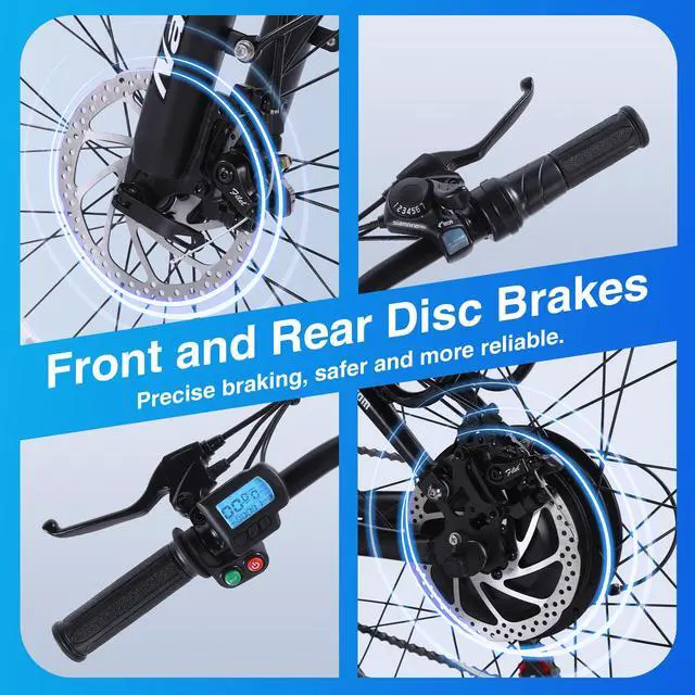 Alt view image 7 of 7 - Electric Mountain Bike for Adults 26" Step-Over/Thru Commuter Ebike for Men Women, 1100W Peak Motor, 500Wh Removable Battery, LCD Display, 7-Speed, Front Suspension Step-thru Black