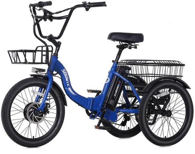 Main image of Electric Tricycle for Adults,20" Folding Electric Trike,3 Wheels Electric Bicycle Bikes, 350W Step-Thru Etrike with 374WH Removable Battery and Large Basket for Women Men Blue