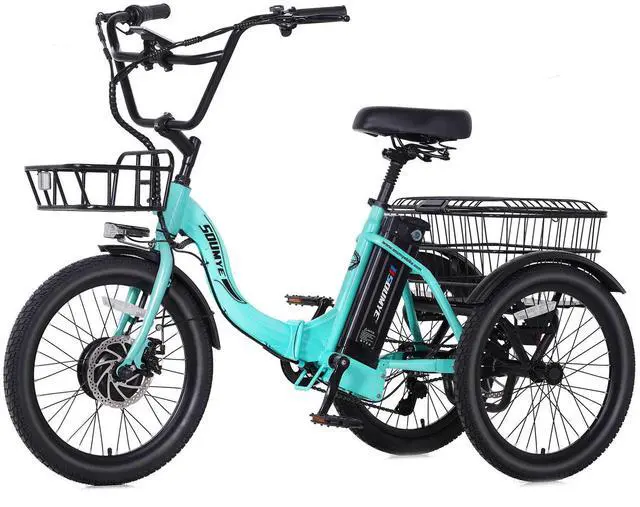 Main image of Electric Tricycle for Adults,20" Folding Electric Trike,3 Wheels Electric Bicycle Bikes, 350W Step-Thru Etrike with 374WH Removable Battery and Large Basket for Women Men Green