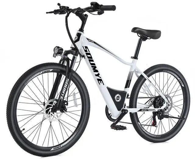 Main image of Electric Mountain Bike for Adults 26" Step-Thru/Over Commuting Ebike for Men Women with Peak Power 540w, 360Wh Built-in Battery, LCD Display, 7 Gears & Front Shock Absorber Step-Over White