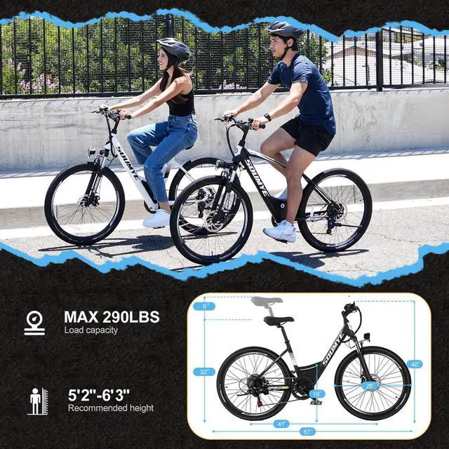 Alt view image 7 of 7 - Electric Mountain Bike for Adults 26" Step-Thru/Over Commuting Ebike for Men Women with Peak Power 540w, 360Wh Built-in Battery, LCD Display, 7 Gears & Front Shock Absorber Step-Thur Black