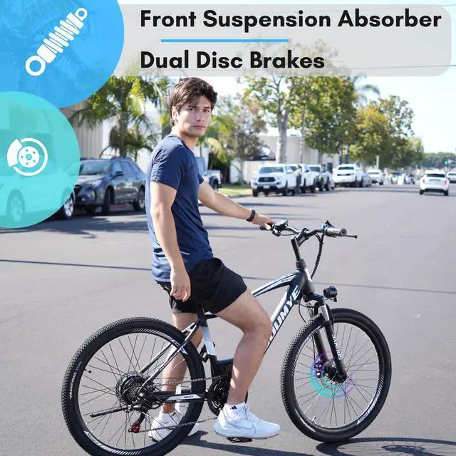 Alt view image 3 of 7 - Electric Mountain Bike for Adults 26" Step-Thru/Over Commuting Ebike for Men Women with Peak Power 540w, 360Wh Built-in Battery, LCD Display, 7 Gears & Front Shock Absorber Step-Thur Black