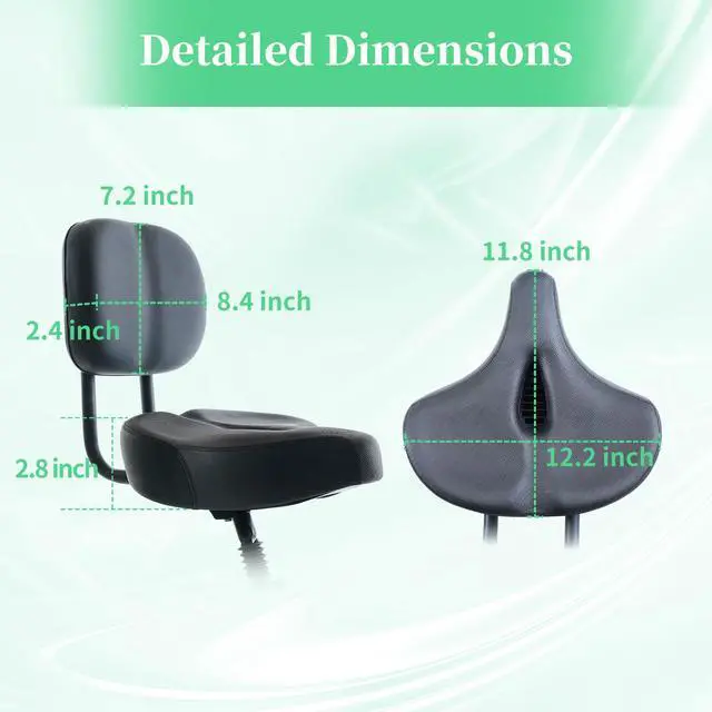 Alt view image 2 of 7 - Oversized Bike Seat, Comfort Bicycle Seat Replacement for Men & Women, Electric Bike Seat Cushion Extra Wide with Backrest, Large Comfy Seat, Soft Cushion,Accessory for Bikes