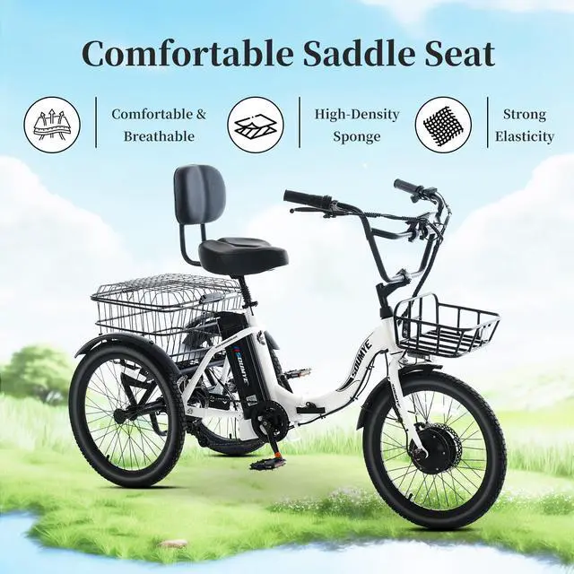 Alt view image 6 of 7 - Oversized Bike Seat, Comfort Bicycle Seat Replacement for Men & Women, Electric Bike Seat Cushion Extra Wide with Backrest, Large Comfy Seat, Soft Cushion,Accessory for Bikes