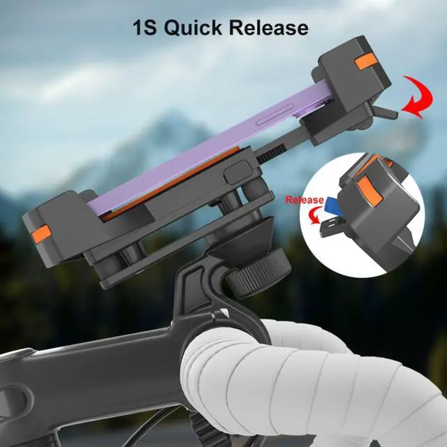 Alt view image 3 of 6 - Bike Phone Mount Holder,Motorcycle Phone Mount for Electric Scooter, Mountain Bike, Dirt Bike and Etrike - 360° Rotate Suitable for iPhone & Android Smartphones from 4.5-7.0 inches