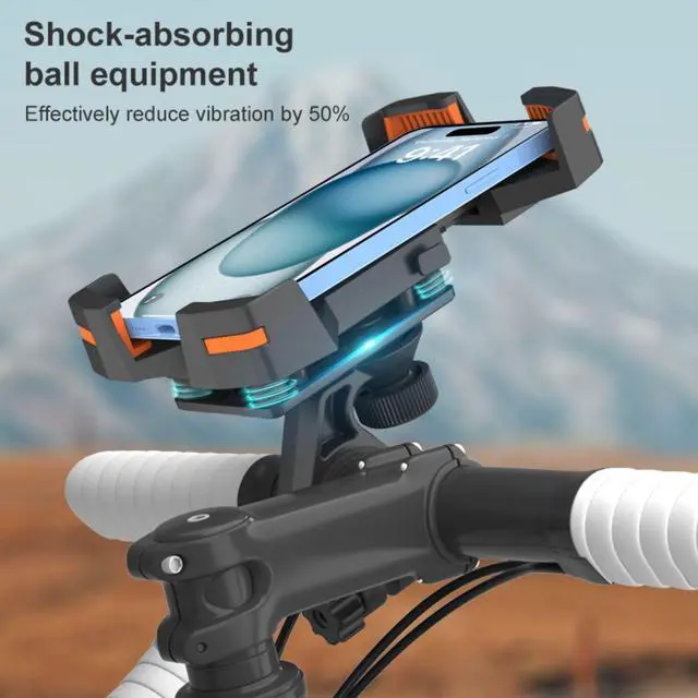 Alt view image 2 of 6 - Bike Phone Mount Holder,Motorcycle Phone Mount for Electric Scooter, Mountain Bike, Dirt Bike and Etrike - 360° Rotate Suitable for iPhone & Android Smartphones from 4.5-7.0 inches