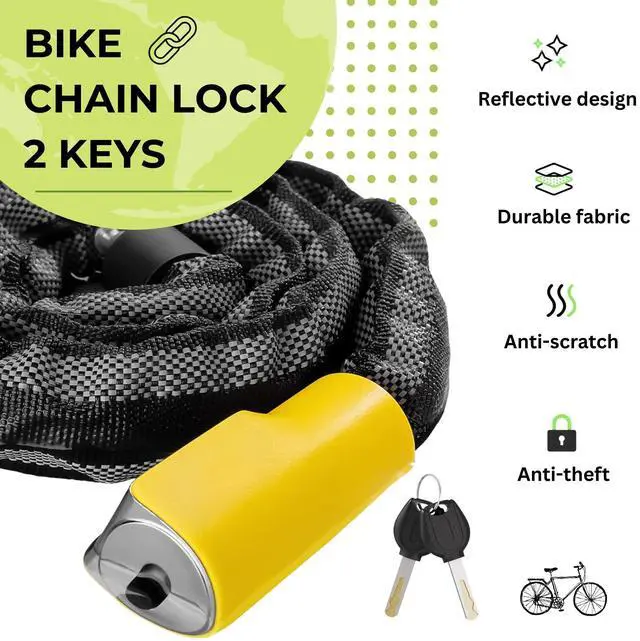 Alt view image 3 of 5 - Bike Chain Lock with 2 Keys, 3 Feet Security Long 8mm Steel Chain Heavy Duty Anti-Theft Bicycle Chain Lock for Bike,Tirke, Motorcycle,Scooters, Door, Gate, Fence