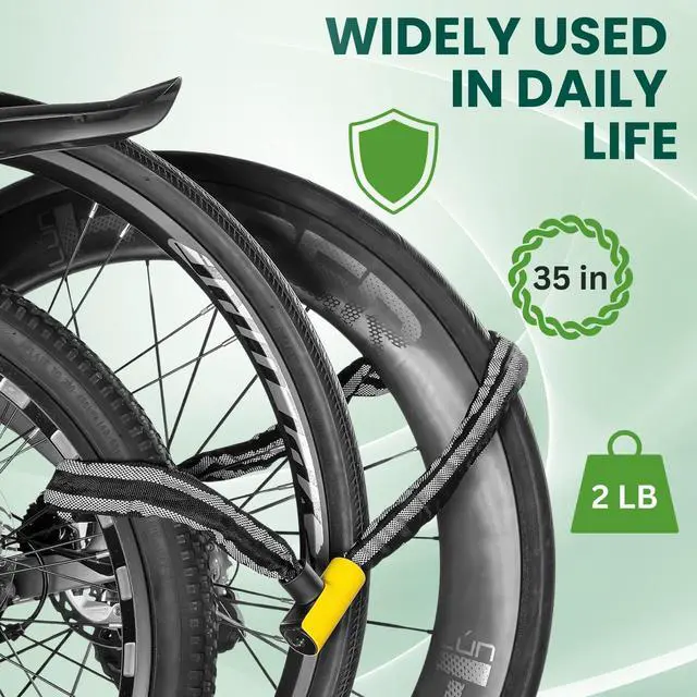 Alt view image 4 of 5 - Bike Chain Lock with 2 Keys, 3 Feet Security Long 8mm Steel Chain Heavy Duty Anti-Theft Bicycle Chain Lock for Bike,Tirke, Motorcycle,Scooters, Door, Gate, Fence