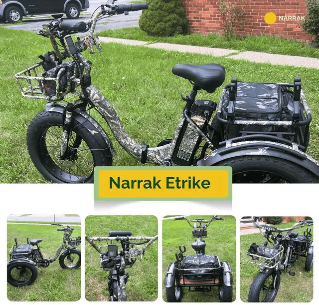 Alt view image 7 of 7 - Narrak Folding Electric Tricycle (Color: Black)