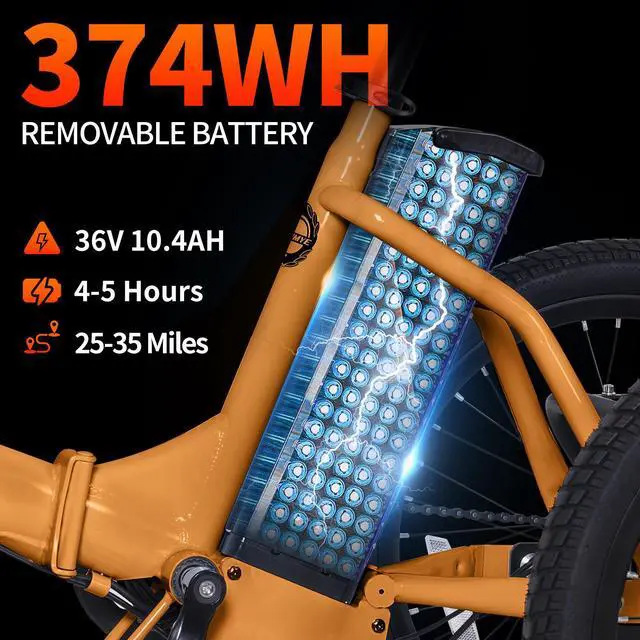 Alt view image 3 of 7 - Narrak Electric Tricycle for Adults,18"x 3.0 Tire Folding Electric Trike,3 Wheels Electric Bicycle Bikes, 350W Step-Thru Etrike with 374WH Removable Battery and Large Basket for Women Men Orange