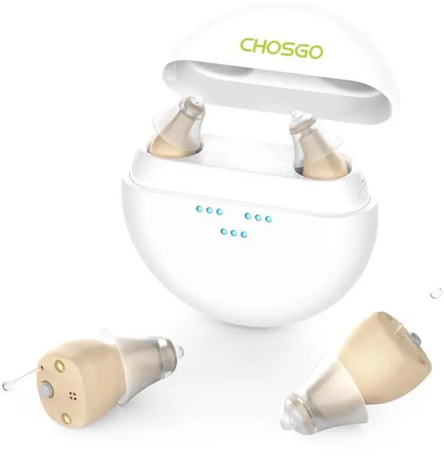 Main image of Chosgo K419 Rechargeable CIC Hearing Aids for Seniors with Noise Cancelling, Digital Hearing Amplifiers with 12-Channel, Mini Personal Sound Amplifier for Ear with Portable Charging Case(Beige)