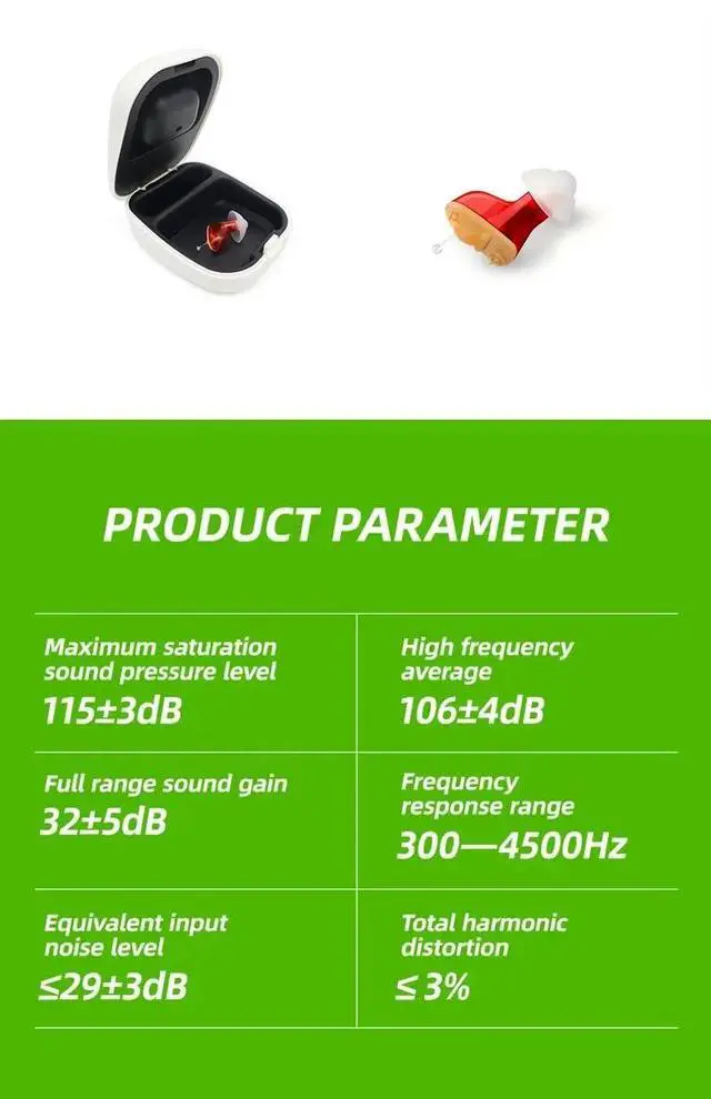 Alt view image 6 of 7 - CHOSGO Clear102 Noise Cancelling Personal Sound Amplifiers, In-the-Canal Hearing Amplifier for Seniors Seen on TV, 1 Red/Right