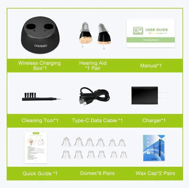 Alt view image 7 of 7 - Chosgo K19 Rechargeable Personal Sound Amplifier with Portable Charging Case,Hearing Aids for Seniors with Noise Cancelling(Black)