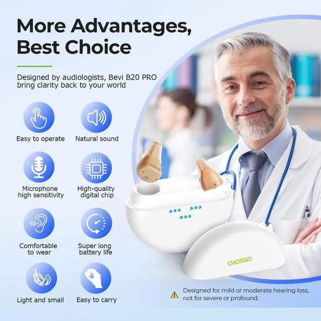 Alt view image 3 of 7 - Chosgo K419 Rechargeable CIC Hearing Aids for Seniors with Noise Cancelling, Digital Hearing Amplifiers with 12-Channel, Mini Personal Sound Amplifier for Ear with Portable Charging Case(Beige)