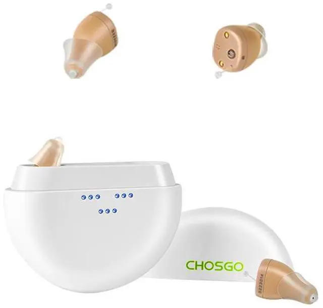 Alt view image 7 of 7 - Chosgo K419 Rechargeable CIC Hearing Aids for Seniors with Noise Cancelling, Digital Hearing Amplifiers with 12-Channel, Mini Personal Sound Amplifier for Ear with Portable Charging Case(Beige)