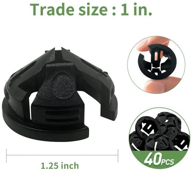 Alt view image 2 of 5 - Arborix Electrical Box Knockout Plugs Junction Box Adapter Clap Connectors Non-metallic Push In Cable Connectors Snap In Conduits Fittings Plastic Knockout Trade Sizes 1 Inch 40 Pcs Black