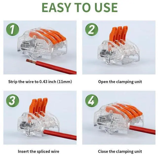Alt view image 4 of 6 - Lever Wire Connectors Nuts, Arborix Splicing Wire Connector 3 Port Electrical Cam-Type Connectors Push-In Wire Connectors Kit 60 PCs for Solid Stranded Rigid Flexible Wires