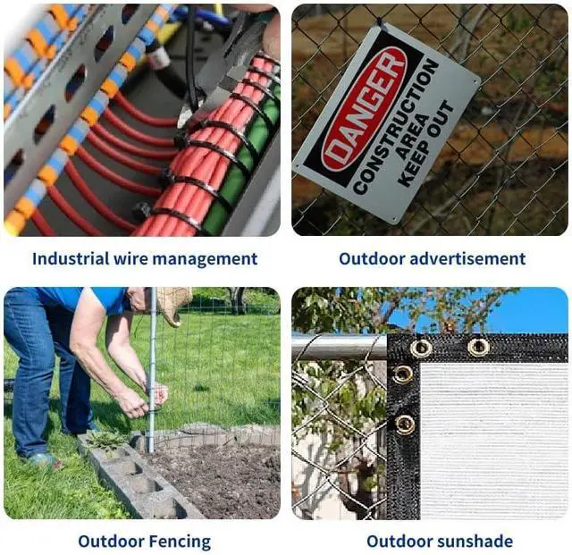 Alt view image 5 of 6 - Kss Zip Ties Outdoor 200 Pack Uv Resistant Cable Ties 4 Inch Black Small Tie Wraps Weatherproof & enduring Zipties Multi-Purpose Heavy Duty Zip Ties For Industrial And Privacy Fence