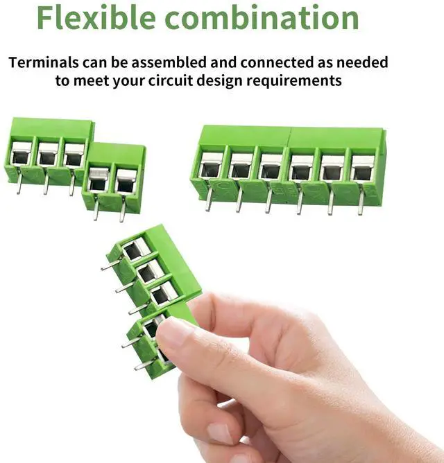 Alt view image 4 of 6 - Arborix Screw Terminal Block PCB Connectors Circuit Board Connectors Mount Screw Terminal Assortment Kit 80 pcs UL Listed for Breadboard Terminal and Audino 0.5 mm 2 Pin 3 Pin Green Blue