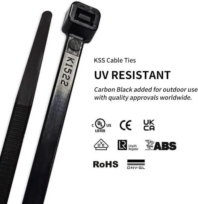 Alt view image 4 of 6 - Kss Zip Ties Outdoor 200 Pack Uv Resistant Cable Ties Heavy Duty Zip Tie 8 Inch Black Small Zipties Multi-Purpose Zip Ties With 50 Pounds Tensile Strength For Indoor And Outdoor Use