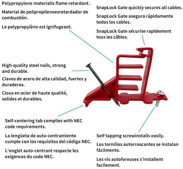 Alt view image 4 of 7 - Arborix Wire Staples Electric Insulated Cable Ethernet Staples 50 Pcs Heavy-Duty Cable Stacker 15/16 in. Multi Wall Clip Cord Tacks for Wires On Wall