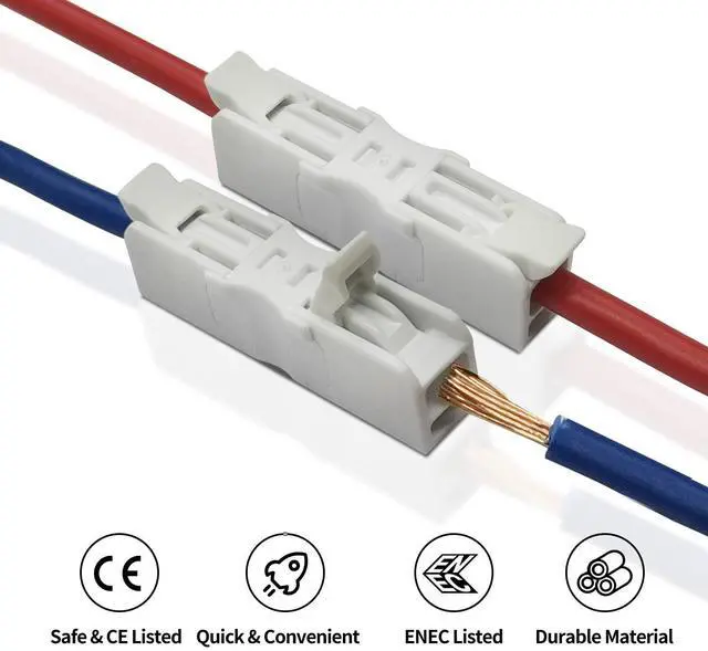 Alt view image 2 of 2 - Arborix Inline Wire Connectors Nuts, 20 pcs Lever Wire Compact Connectors Electrical Inline Splicing Conductor Connector 2 Port Butt Insulated Splice Wire Terminals Connectors Kit for 24-12 AWG
