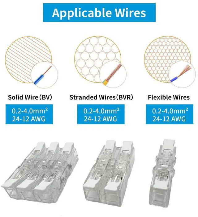 Alt view image 2 of 6 - Arborix Inline Wire Connectors Nuts, Clear 20 pcs Lever Wire Compact Connectors Electrical Inline Splicing Conductor Connector 4 Port Butt Insulated Splice Wire Terminals Connectors Kit for 24-12 AWG