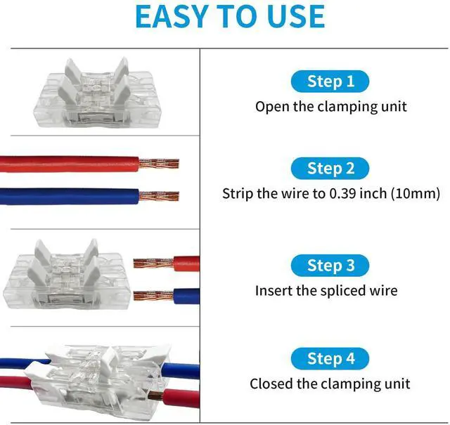 Alt view image 3 of 6 - Arborix Inline Lever Wire Connectors Nuts 50 pcs Clear Wire Compact Connectors Electrical Inline Splicing Conductor Connector 4 Port Butt Insulated Splice Wire Terminals Connectors Kit for 24-12 AWG