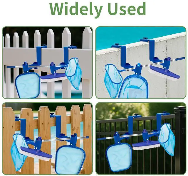 Alt view image 2 of 5 - Pool Equipment Hooks, Pool Tool Hanger Adjustable Pool Fence Hook 2 PCs Waterproof Use for Pool Cleaning Tools Pool Fence Equipment Hooks for Poles Brush Swimming Accessories Blue