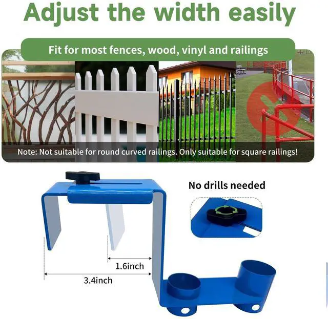 Alt view image 3 of 5 - Pool Equipment Hooks, Pool Tool Hanger Adjustable Pool Fence Hook 2 PCs Waterproof Use for Pool Cleaning Tools Pool Fence Equipment Hooks for Poles Brush Swimming Accessories Blue