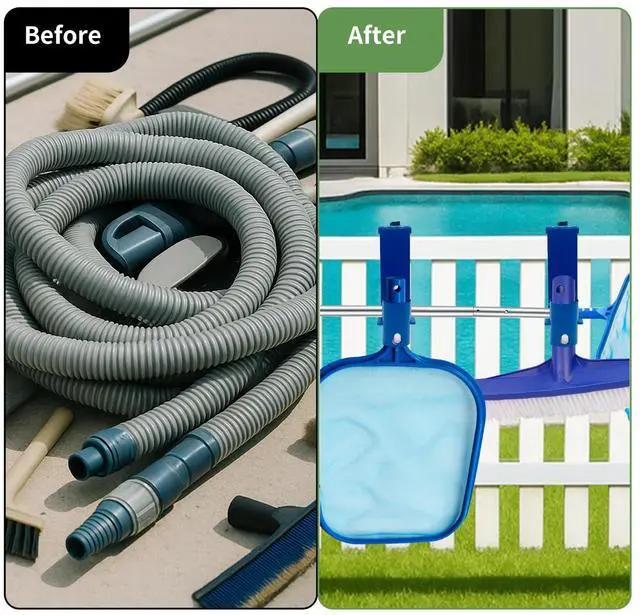 Alt view image 5 of 5 - Pool Equipment Hooks, Pool Tool Hanger Adjustable Pool Fence Hook 2 PCs Waterproof Use for Pool Cleaning Tools Pool Fence Equipment Hooks for Poles Brush Swimming Accessories Blue