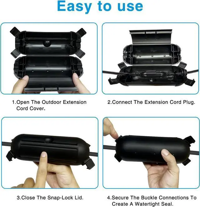 Alt view image 5 of 7 - Extension Cord Cover Outdoor Electrical Box IP54 Waterproof Outdoor Extension Cord Cover, Dicio Weatherproof Box Plug Socket Black Cable Protect Outdoor Outlet, Christmas Holiday Decoration